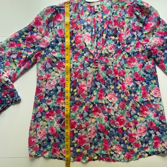 Joie Zeala Boho Sheer Silk Multicolor Floral Blouse Sz Medium - Picture 13 of 15